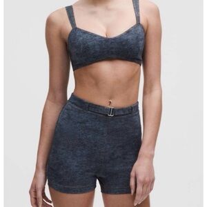 LULULEMON Everlux Sweetheart Sport Bra XS Shorts Set Size 4 Stone Twill NWOT
